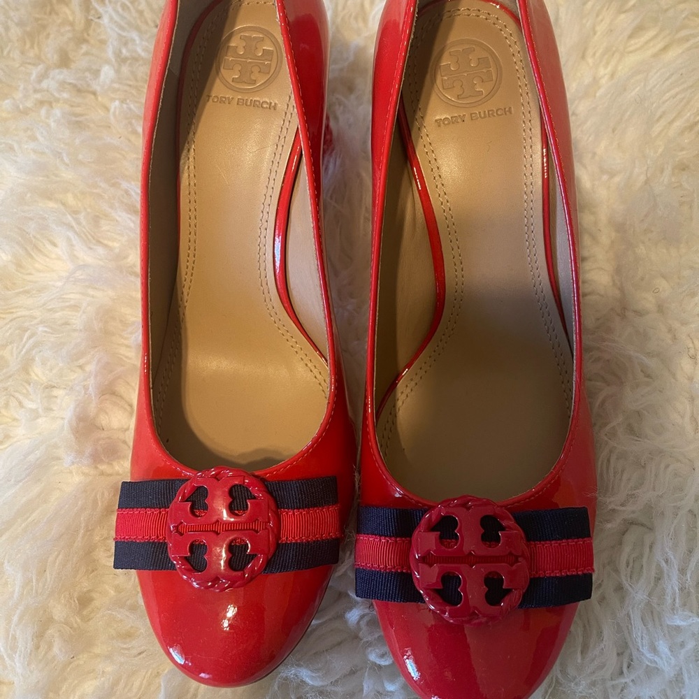 Tory Burch Maritime Pump- Red Patent Heels- Size 8M
